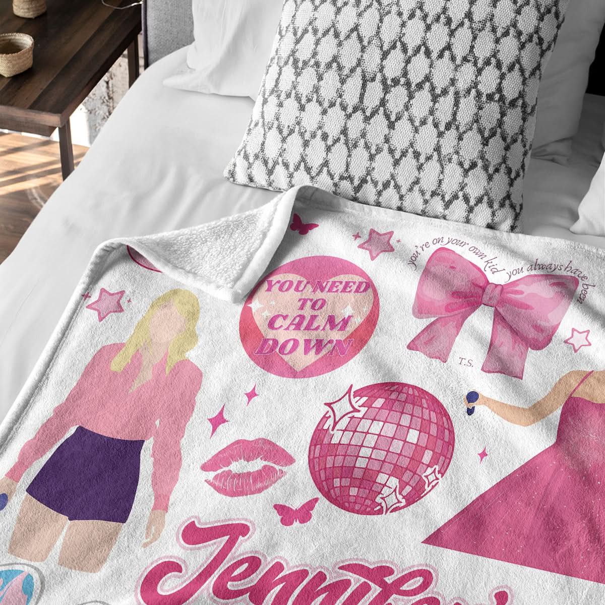 Custom Name Swiftie - Pink Albums Taylor Swift Blanket 407HLHNBL057