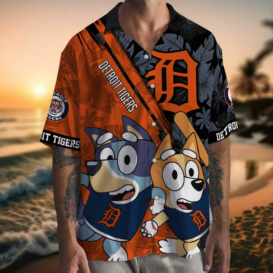 Detroit Tigers Bluey Bingo Hawaiian Shirt