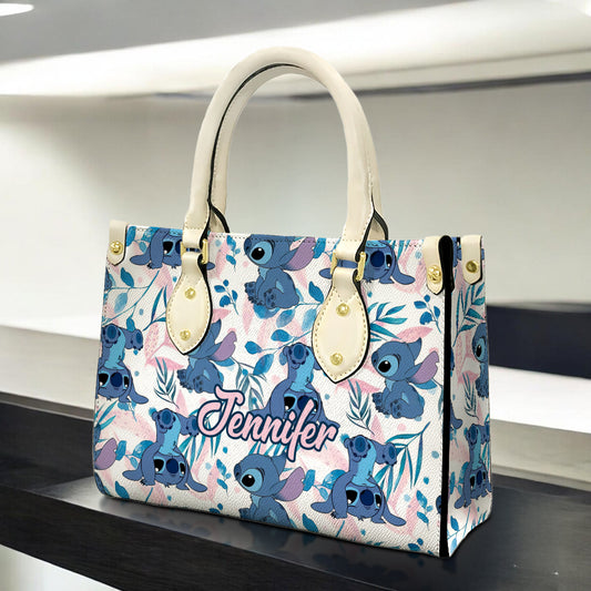 Custom Name Stitch Leather Handbag Gift For Women – 503HLHNHB040