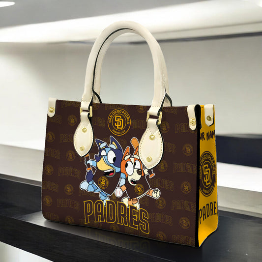 Custom Name San Diego Padres Women Leather Hand Bag