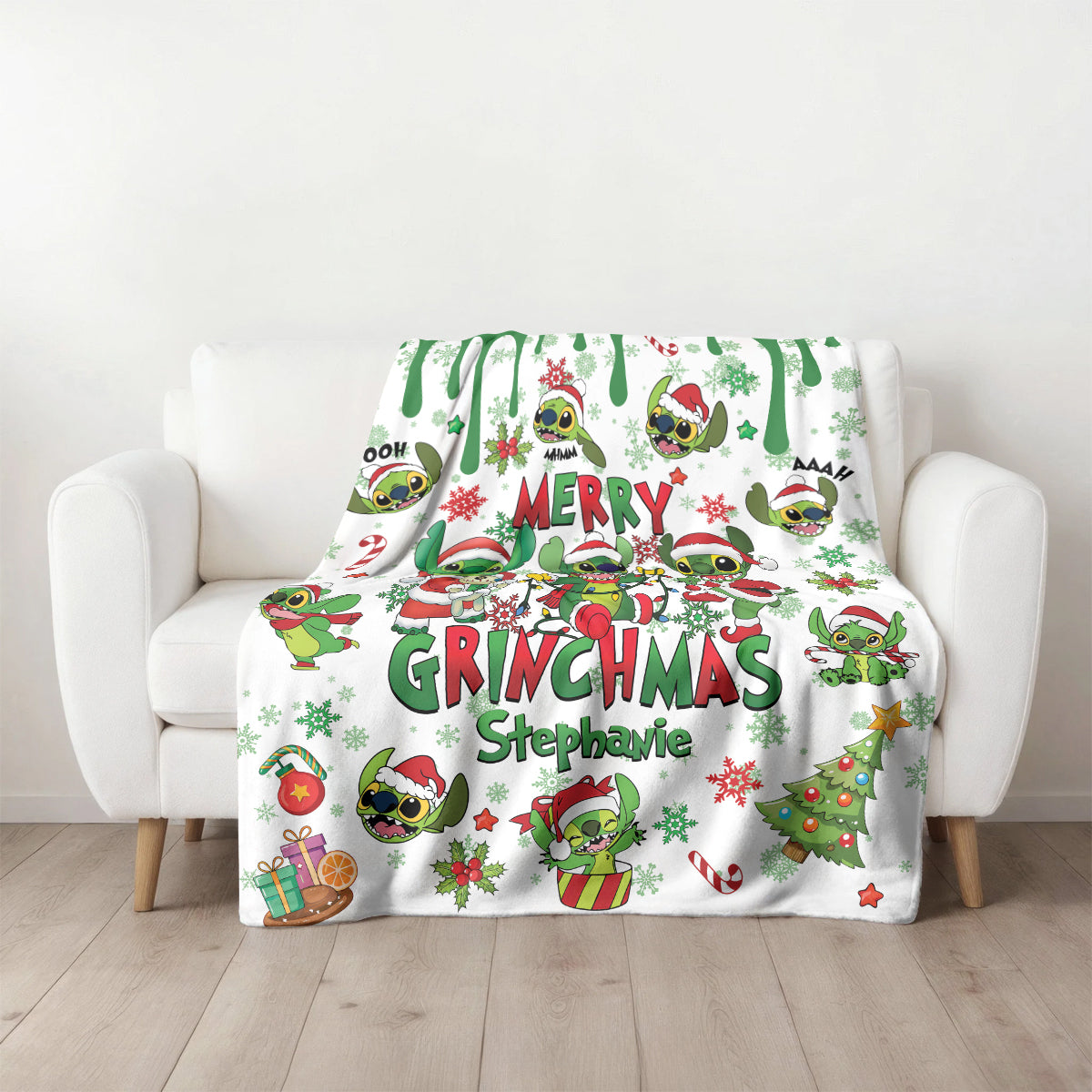 Custom Stitch Grinch Blanket - 410TTHNBL004