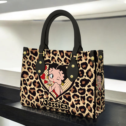 Custom Name Betty Boop Leopard Leather Handbag Gift For Women – 503HLHNHB113