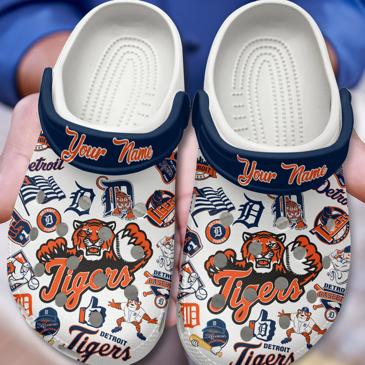 Custom Name Detroit Tigers MLB Sport Clogs Shoes  - 503HLHNCR101
