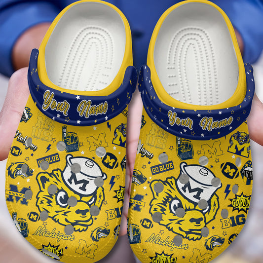 Custom Name Michigan Wolverines Ncaa Sport Clogs Shoes - 502HLHNCR065