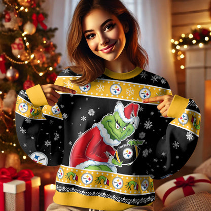 Custom Football Teams Grinch Ugly Sweater - 411QAHNUS002