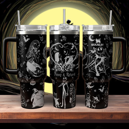 Custom Name Couple Jack and Sally Nightmare Stanley 40 oz Tumbler