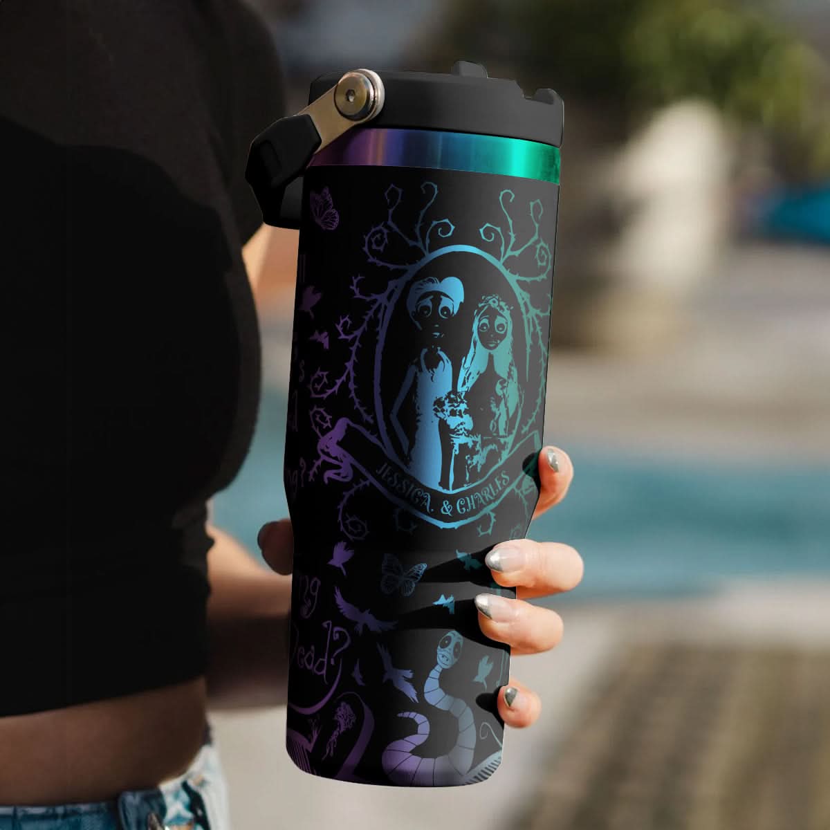 Custom Name Couple Corpse Bride Halloween IceFlow 40oz Tumbler - 409HLHNTB159
