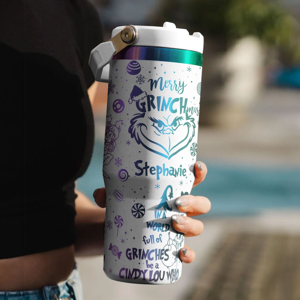 Custom Grinch IceFlow 40oz Tumbler - 410QAHNTB003