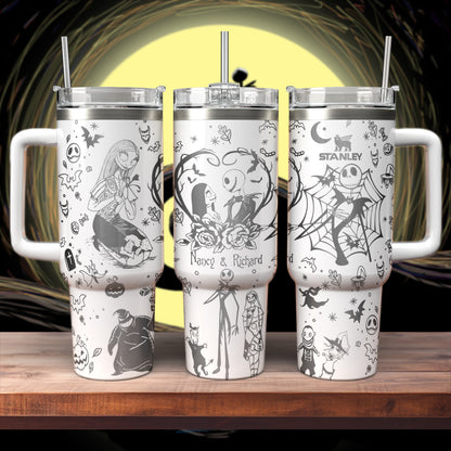 Custom Name Couple Jack and Sally Nightmare Stanley 40 oz Tumbler