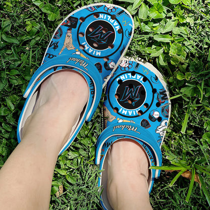 Custom Name Miami Marlins MLB Sport Clogs Shoes  - 503HLHNCR189