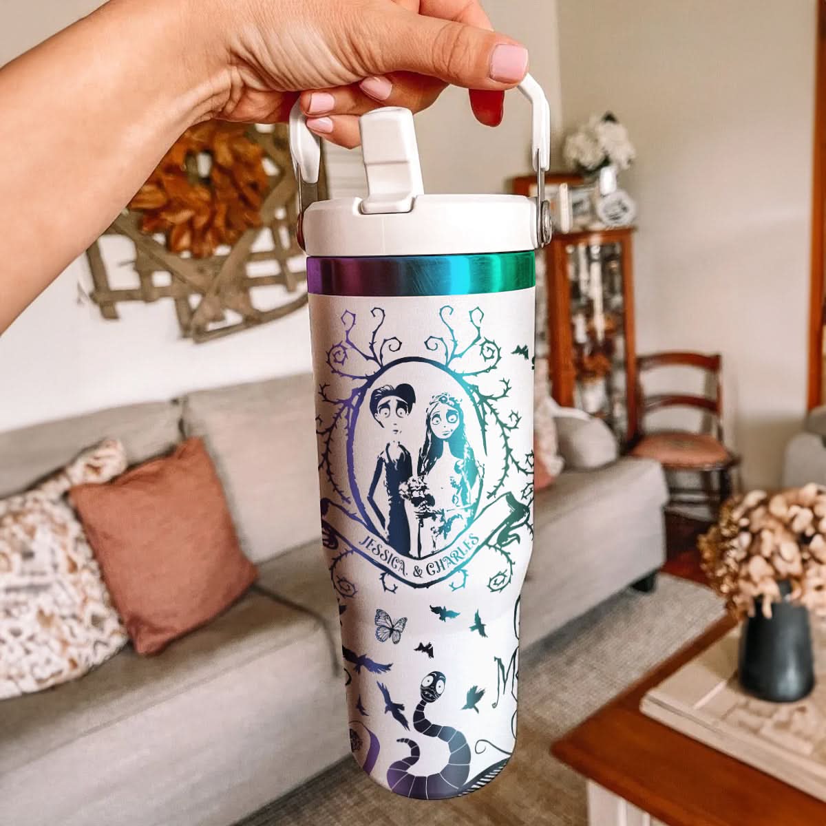 Custom Name Couple Corpse Bride Halloween IceFlow 40oz Tumbler - 409HLHNTB159