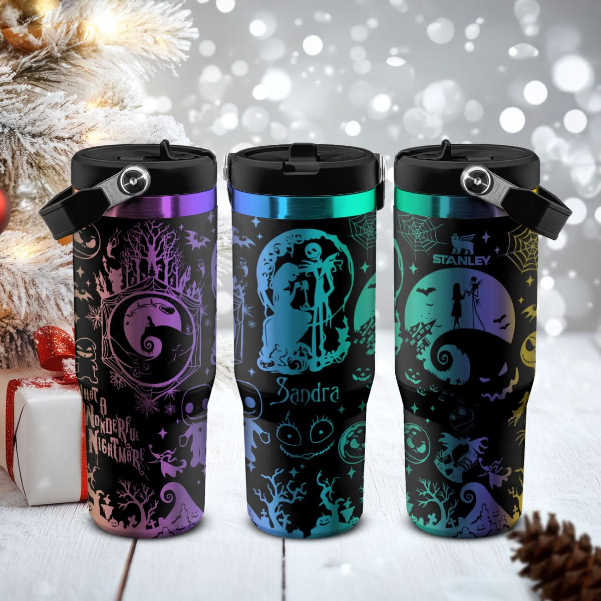 Custom Name Jack And Sally IceFlow 40oz Tumbler - 408VTHNTB021