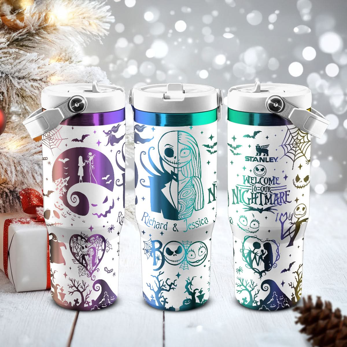 Couple Custom Disney Nightmare Before Christmas IceFlow 40oz Tumbler - 410QAHNTB020