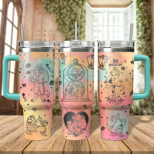 Beauty and the Beast Laser Engraved Tumbler 40 oz - 501HLHNTB041