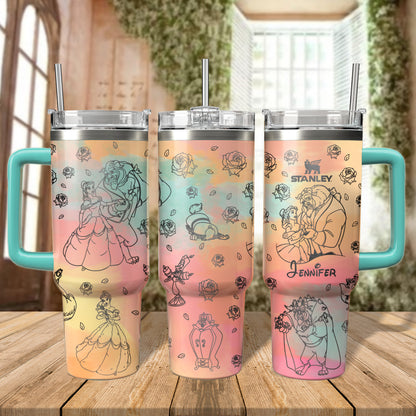 Custom Disney Beauty and the Beast Cute Tumbler 40oz - 501HLHNTB040