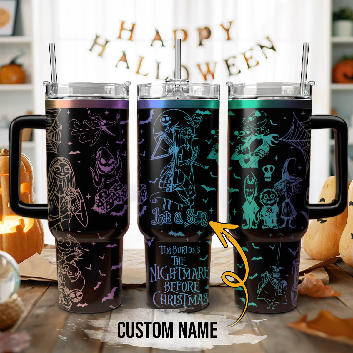 Custom Name Couple The Nightmare Before Stanley 40 oz Tumbler