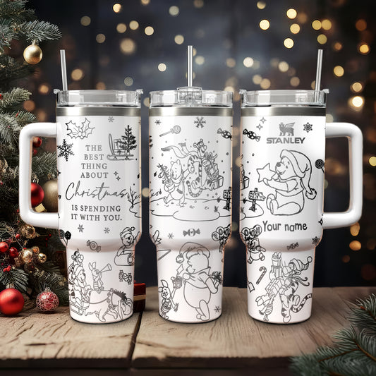 Custom Disney Pooh Bear Christmas Character 40oz Tumbler - 410QA-TB043