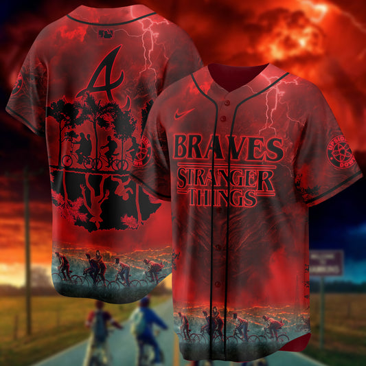 Atlanta Braves MLB x Stranger Things Movies Baseball Jersey