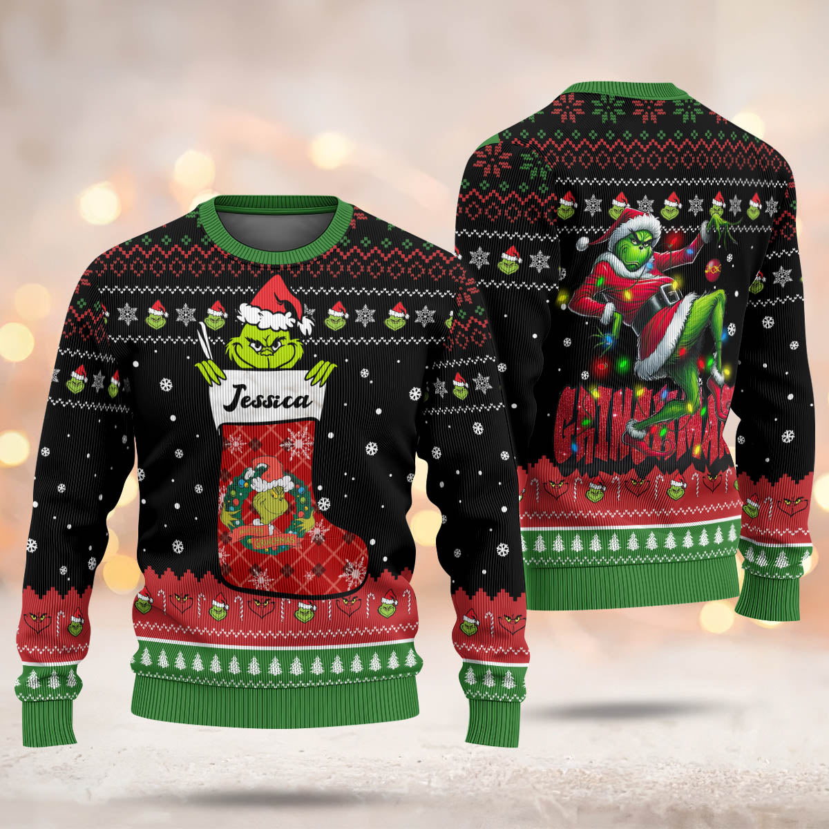 A Best Gift For Fan, Custom Grinch Ugly Sweater - 411QATLUS021