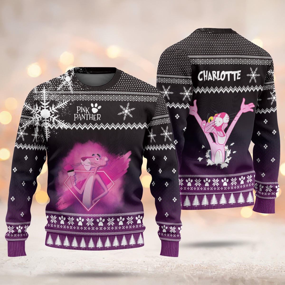 Christmas Pink Panther Ugly Sweater Custom - 411TT-US016