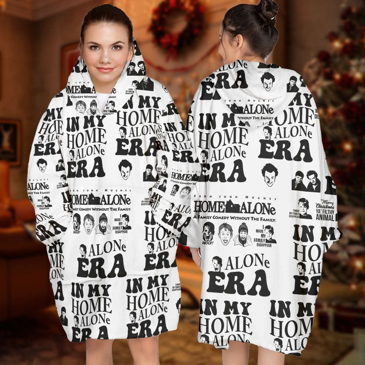 Home Alone Print Blanket Hoodie - 410TT-HB002