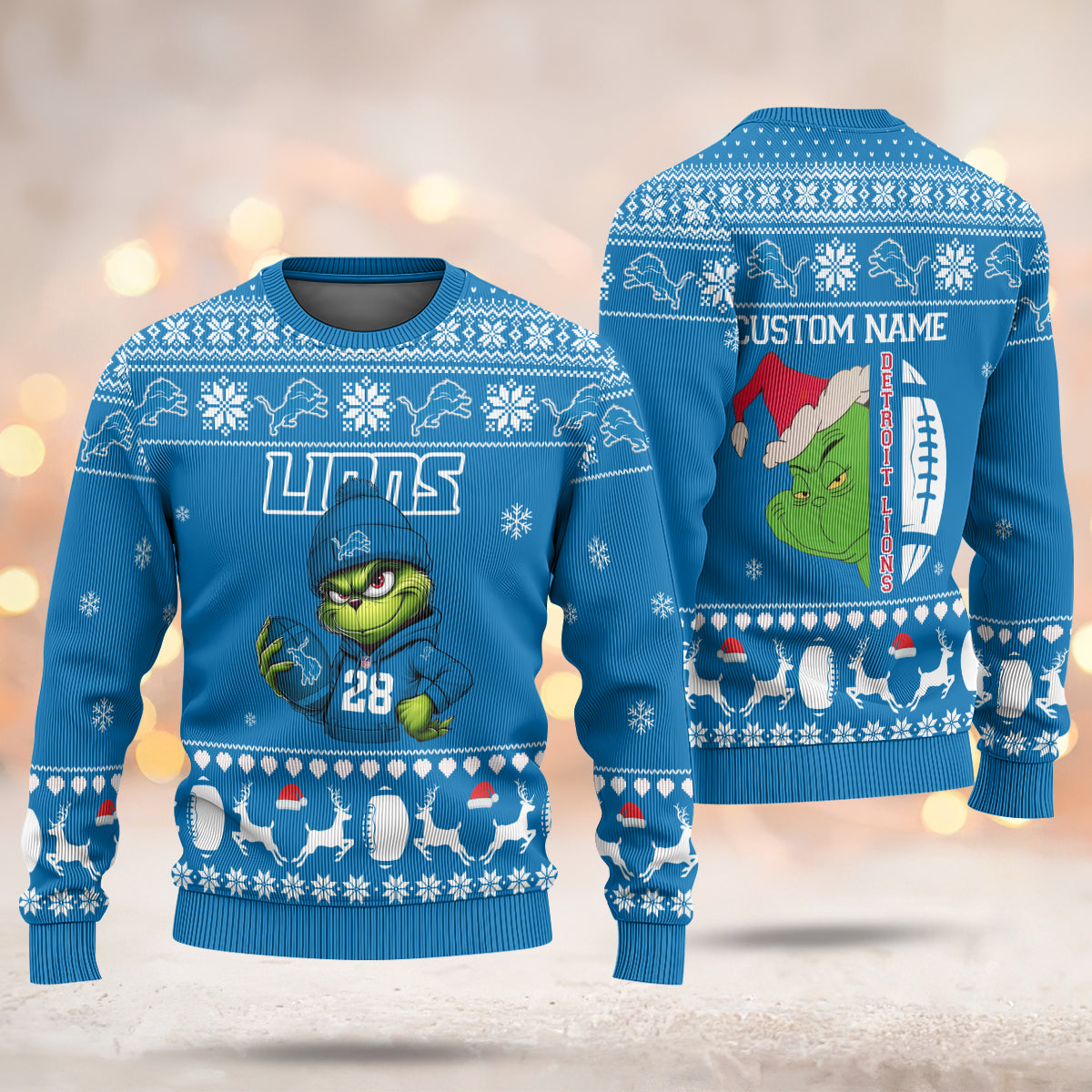 Custom Grinch Football Teams Ugly Sweater - 411QA-US005