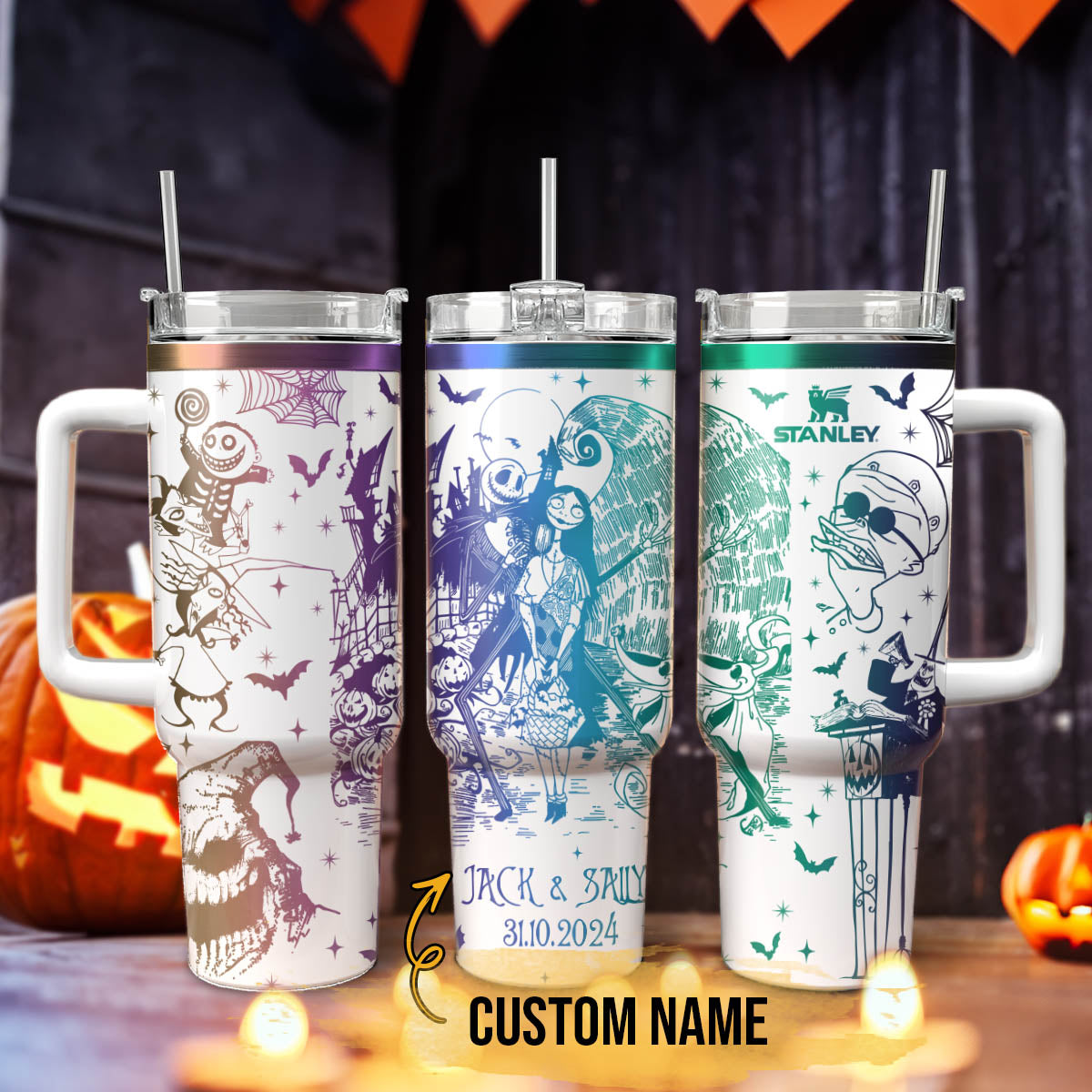 Custom Name Couple The Nightmare Before Stanley 40 oz Tumbler