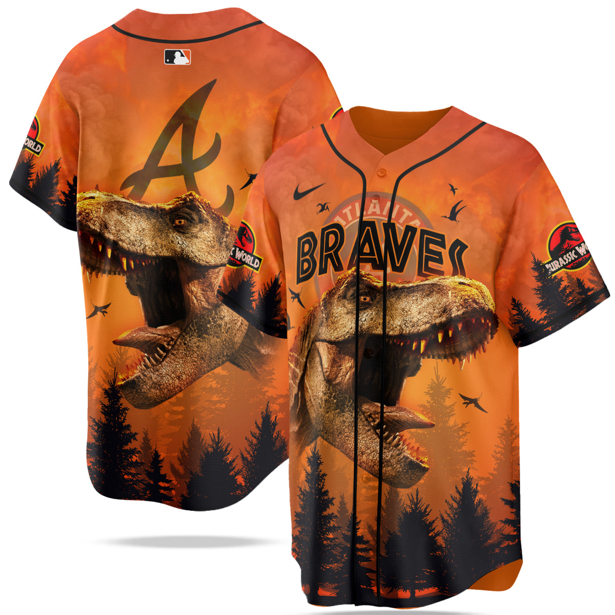 Atlanta Braves MLB x Jurassic World New Era Baseball Jersey