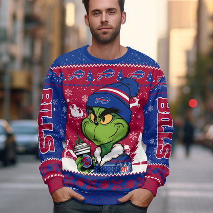 Custom Grinch Football Teams Ugly Sweater -410QA-US001