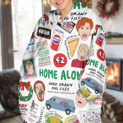 Home Alone Color Print Blanket Hoodie - 410TT-HB001