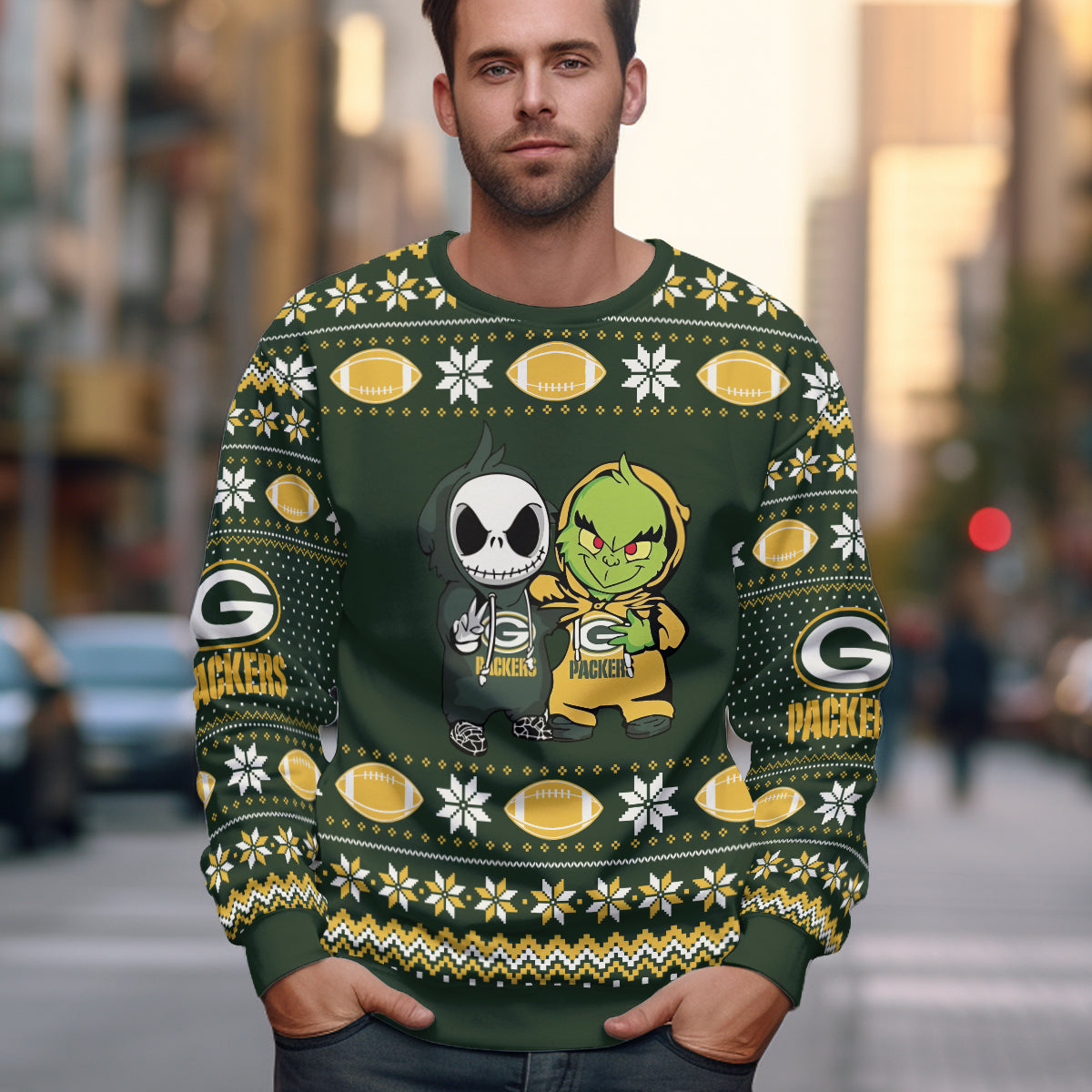 Custom Football Grinch Nightmare Ugly Sweater - 411TT-US009