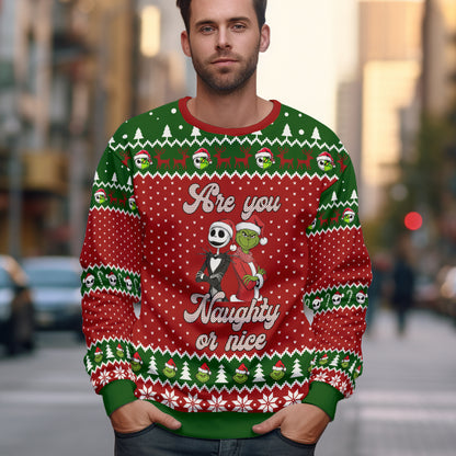 Custom Couple Grinch and Nightmare Ugly Sweater - 411QA-US016