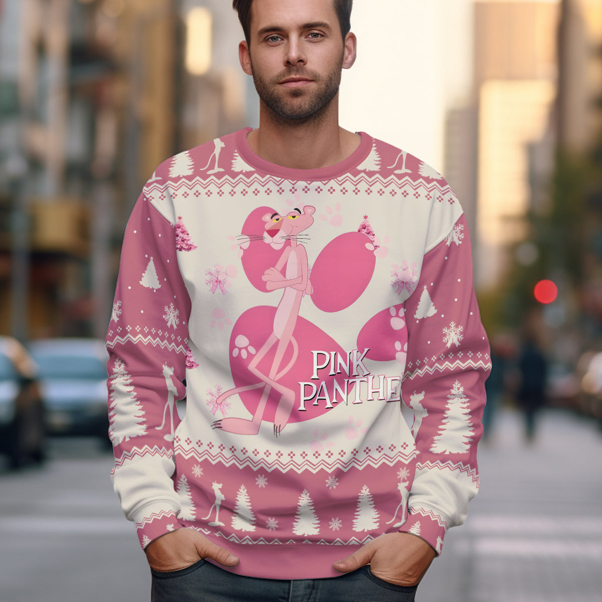 Christmas Pink Panther Ugly Sweater- 411TT-US015