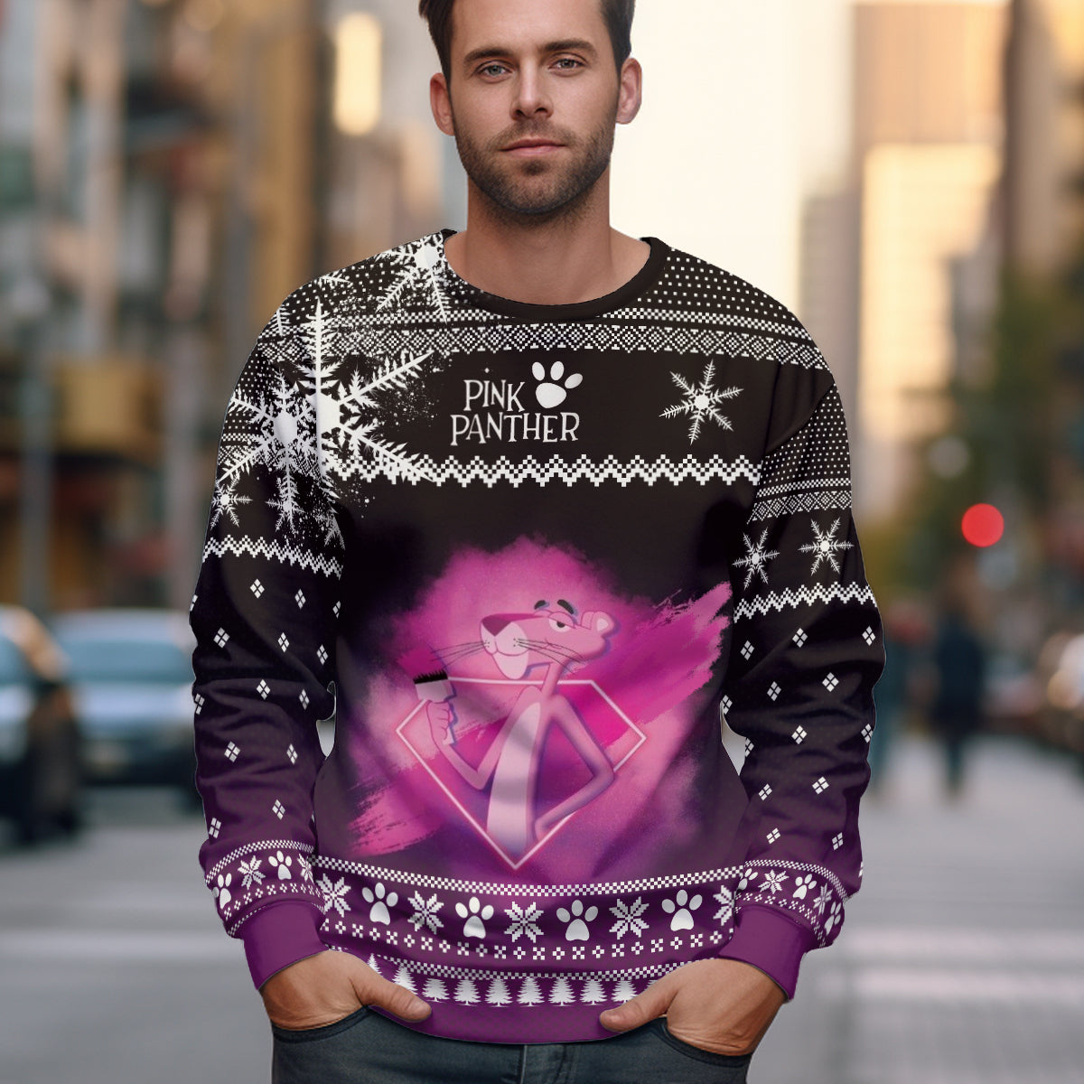 Christmas Pink Panther Ugly Sweater Custom - 411TT-US016