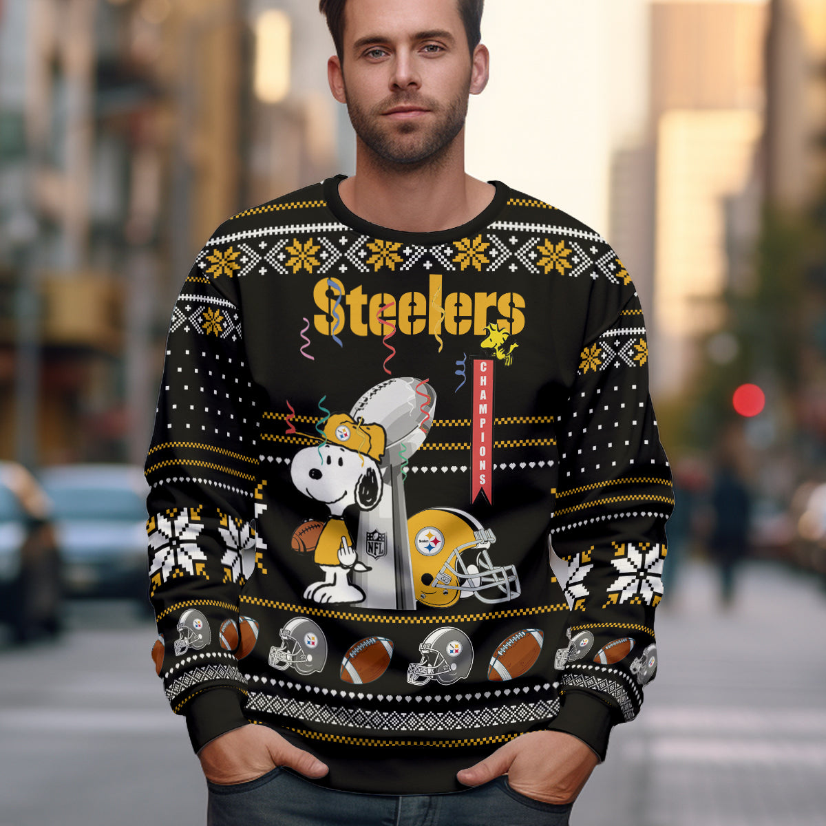 Custom Snoopy Football Ugly Sweater - 411QA-US013