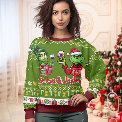 Custom Couple Grinch Ugly Sweater - 411QA-US001