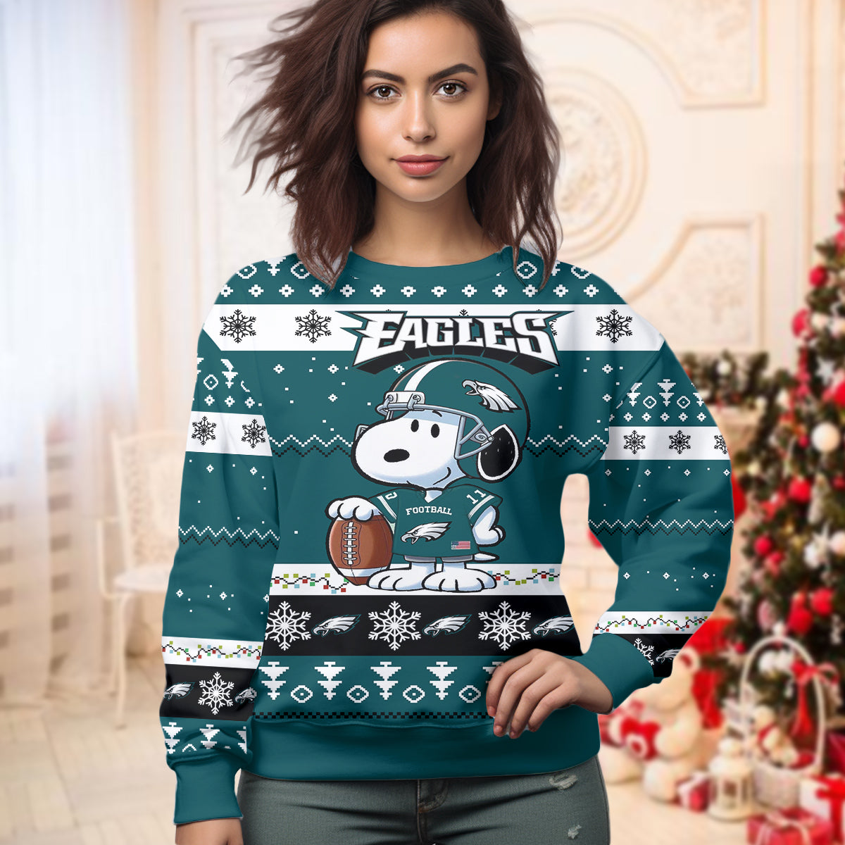 Custom Football Team Ugly Sweater -411QA-US006