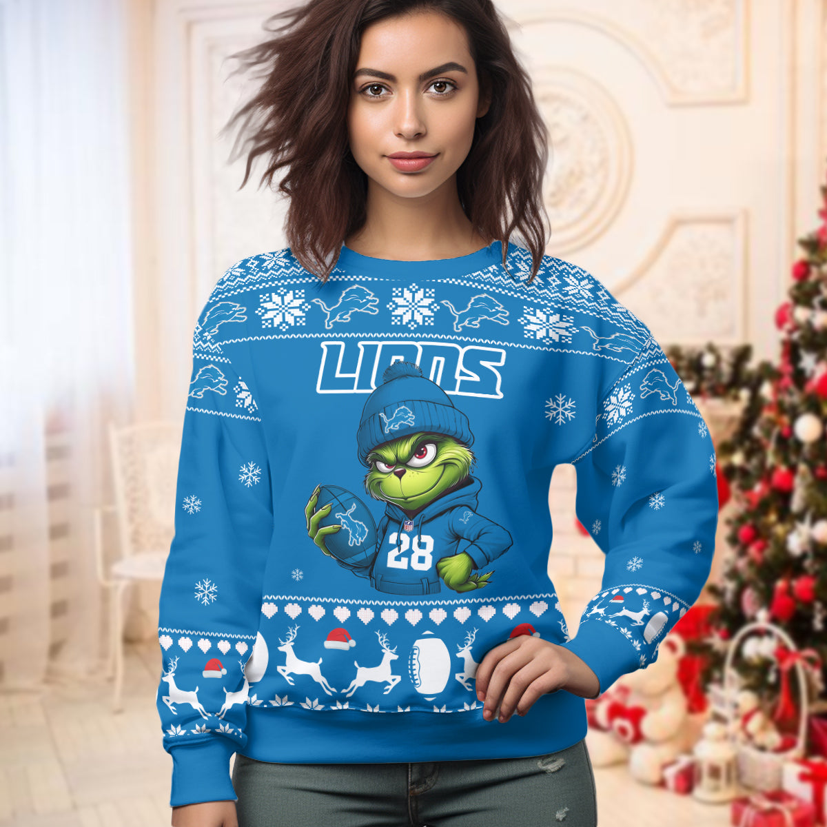 Custom Grinch Football Teams Ugly Sweater - 411QA-US005