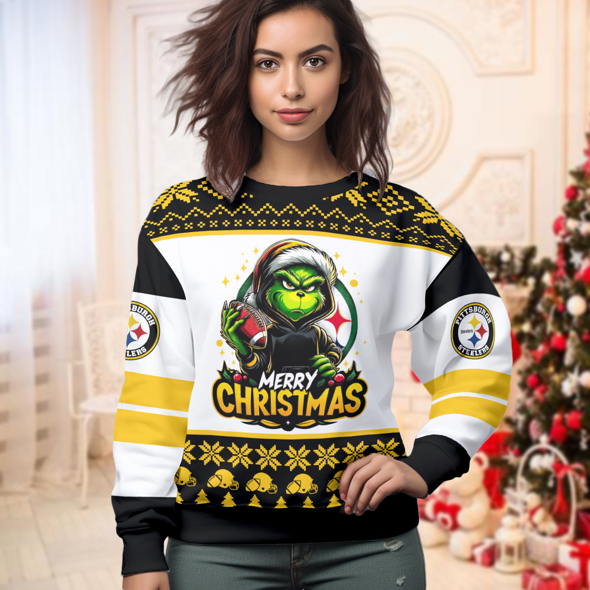 Custom Football Grinch Ugly Sweater -411TT-US017