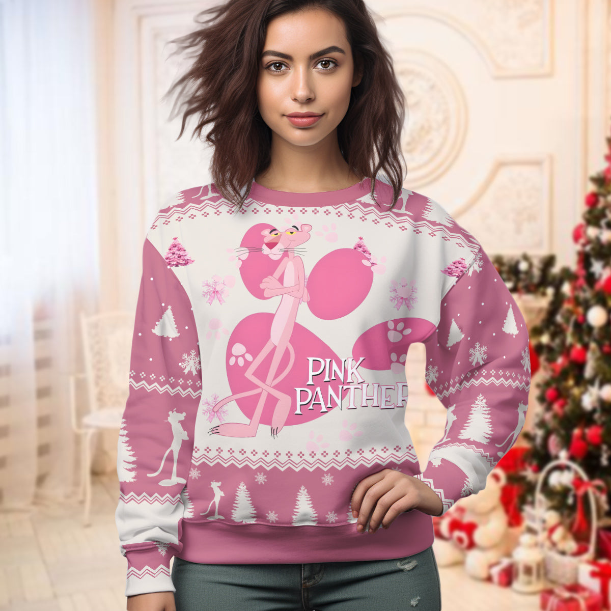 Christmas Pink Panther Ugly Sweater- 411TT-US015