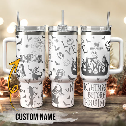 Custom Jack Nightmare Christmas Engraved Stanley 40oz Tumbler