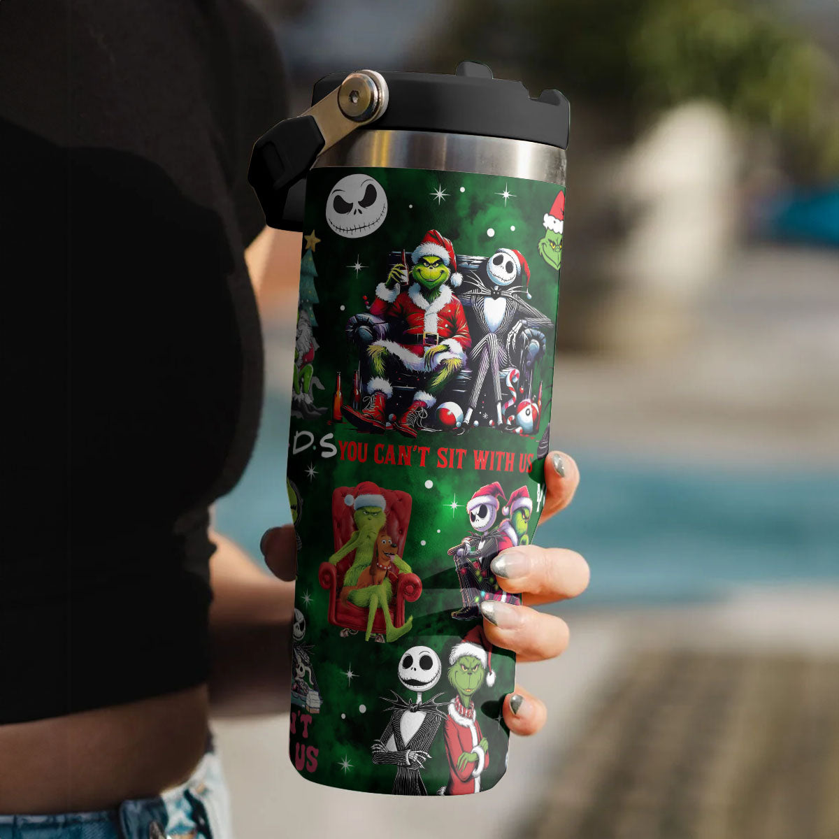 Custom Couple Grinch and The Nightmare Before Christmas, Gift For Christmas IceFlow 40oz Tumbler - 410QATLTB034