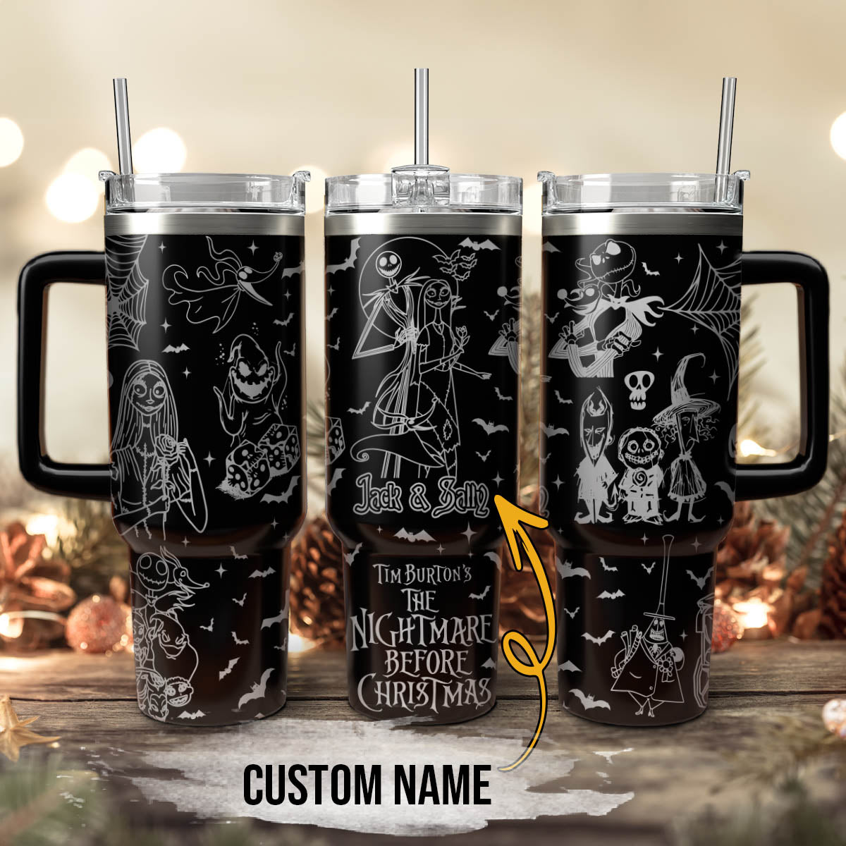 Custom Name Couple The Nightmare Before Stanley 40 oz Tumbler