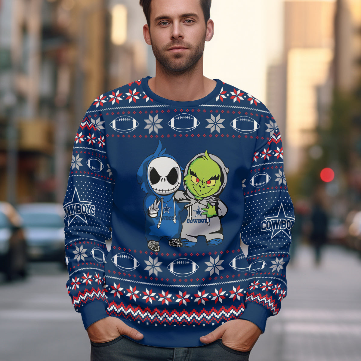 Custom Football Grinch Nightmare Ugly Sweater - 411TT-US009