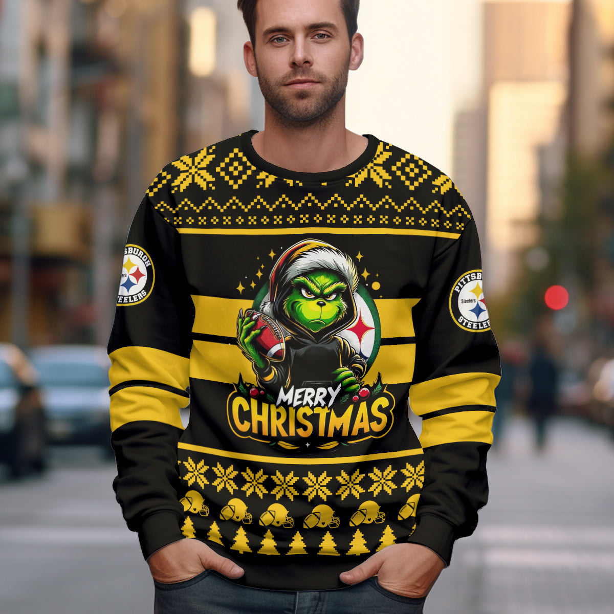 Custom Football Grinch Ugly Sweater -411TT-US017