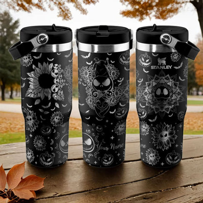 Jack Skellington Flower IceFlow 40oz Custom Tumbler - 408VTTLTB046