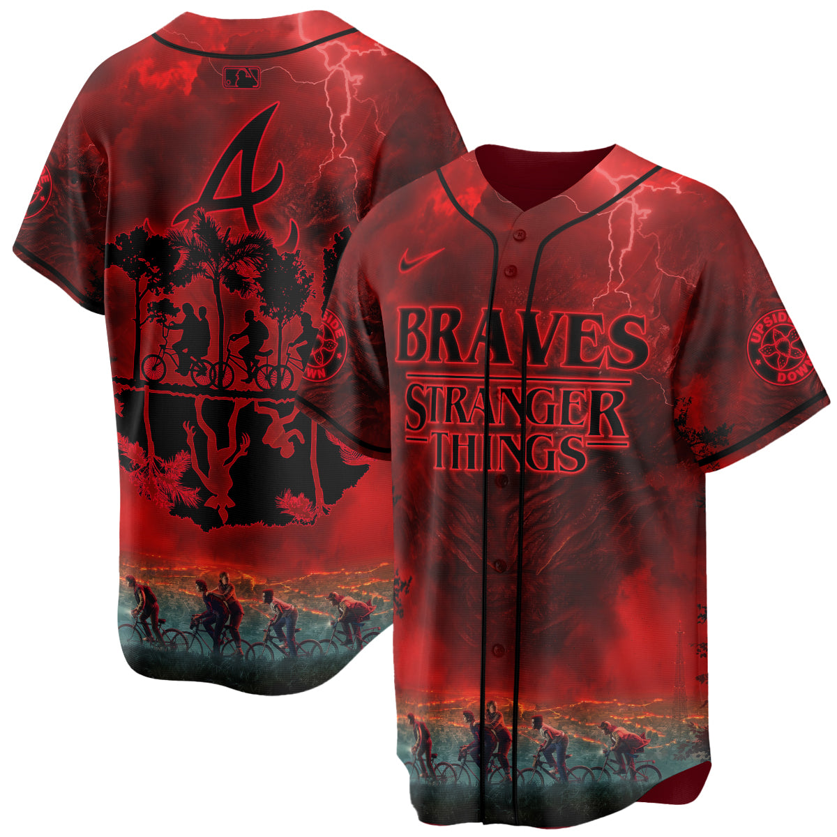 Atlanta Braves MLB x Stranger Things Movies Baseball Jersey