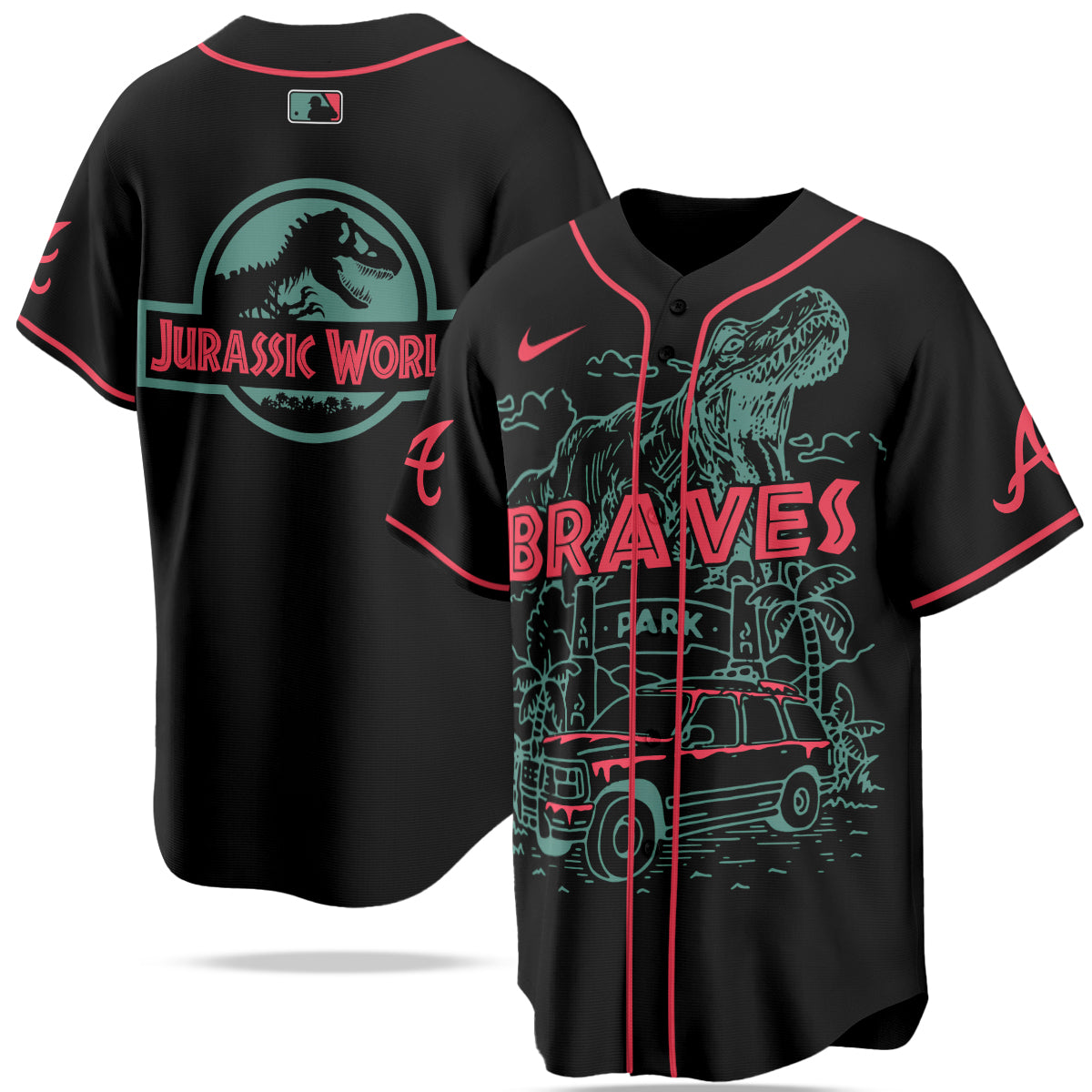 Atlanta Braves MLB x Jurassic World New Era Baseball Jersey