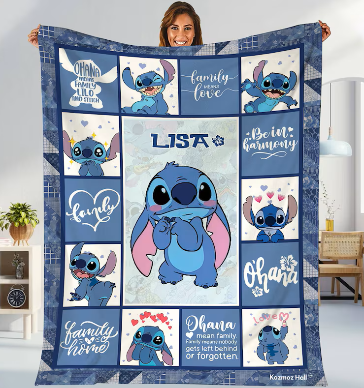 Disney Stitch Custom Name Blanket - 410QA-BL004