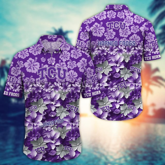 TCU Horned Frogs 1 Hawaiian Shirt Trending Summer. Gift For Fan FBS 502MC-HS035